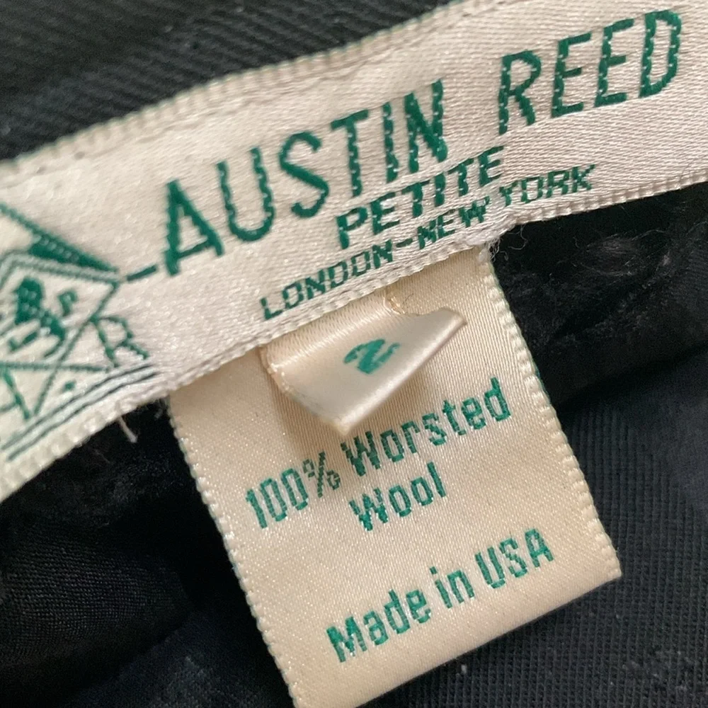 Austin Reed Petite Classic Worsted Wool Black and Navy Pants - Picture 3 of 5